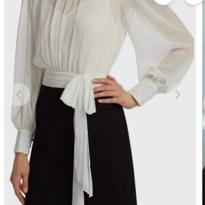 Cinq à Sept White Blouse with Waist Tie